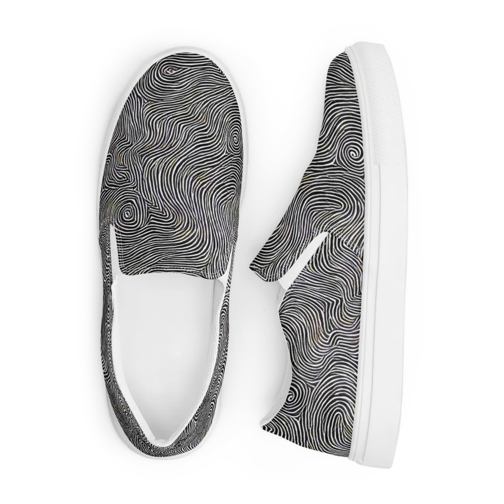 Noir Contours on Men's Slip-On Canvas Shoes — Front