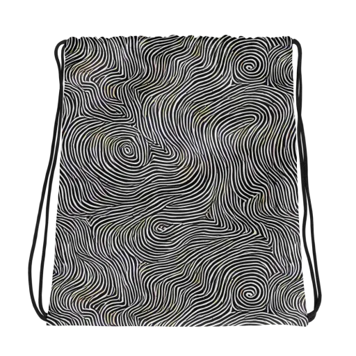 Noir Contours on a Drawstring Bag