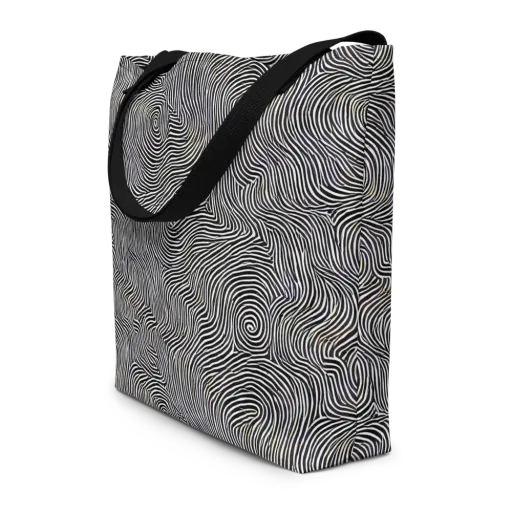 Noir Contours on a Large Tote Bag W/ Pocket