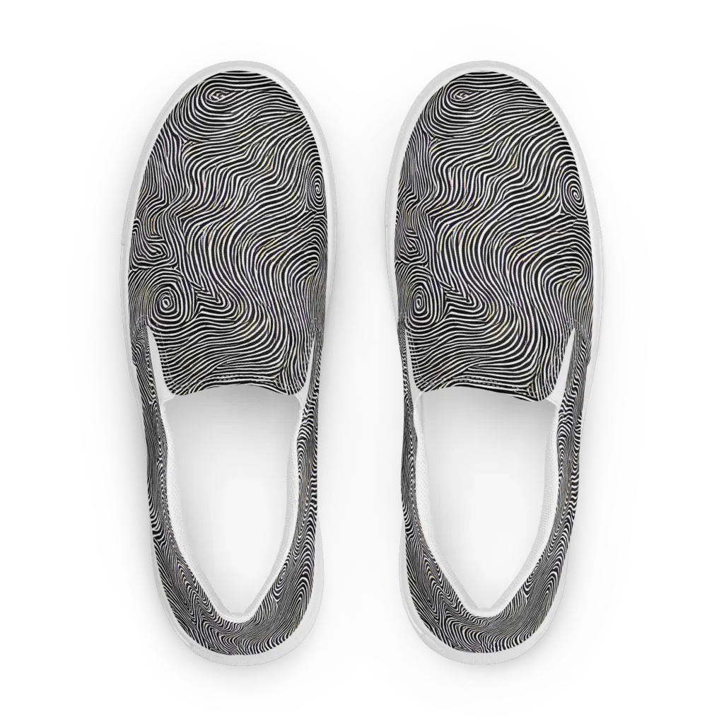 Noir Contours on Women's Slip-On Canvas Shoes — Front
