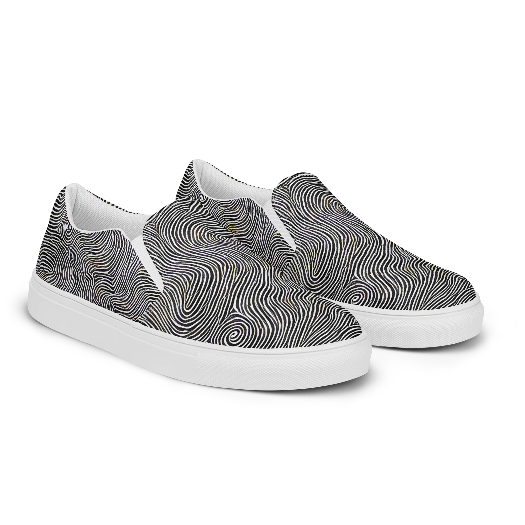 Noir Contours on Women's Slip-On Canvas Shoes — Right Front