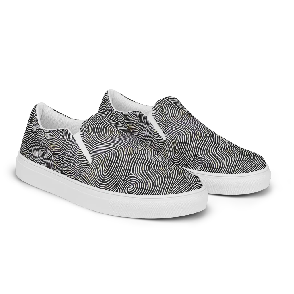 Noir Contours on Women's Slip-On Canvas Shoes — Right Front