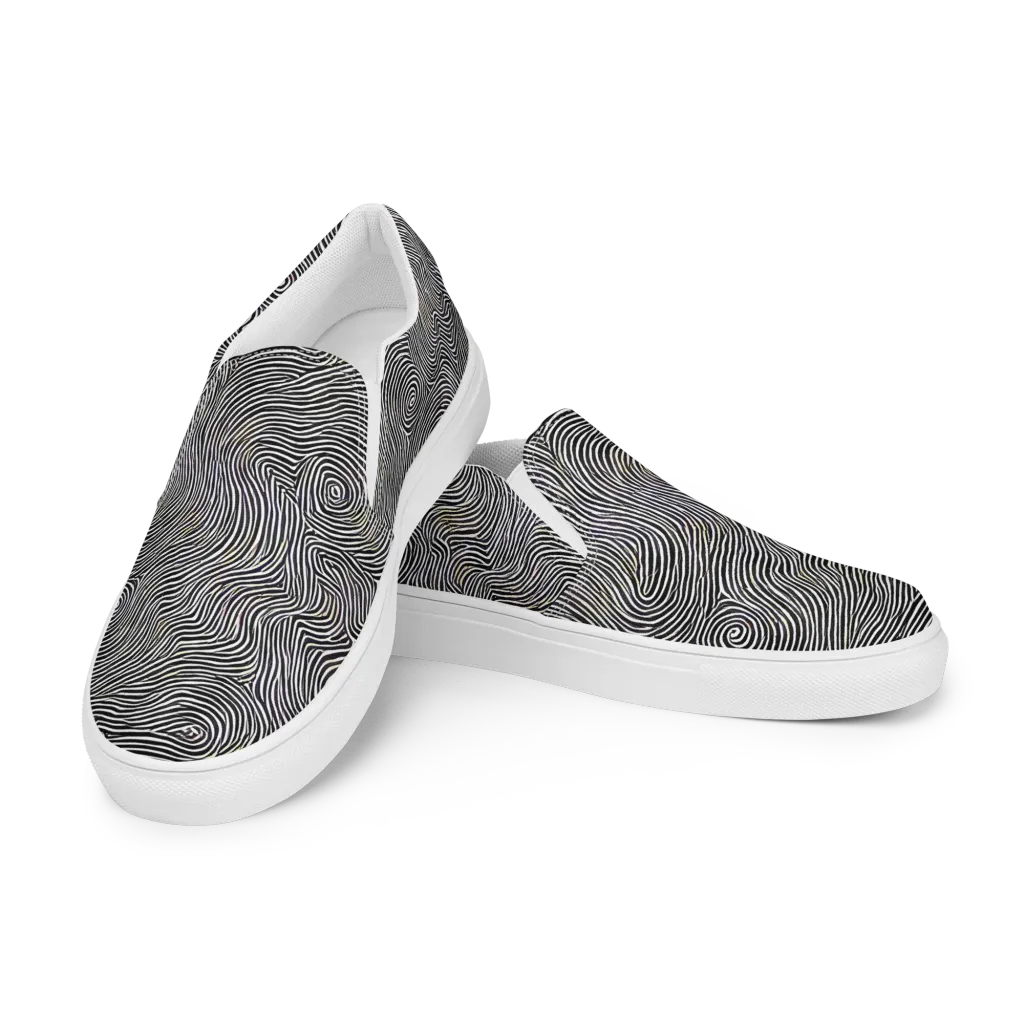 Noir Contours on Women's Slip-On Canvas Shoes — Left Front