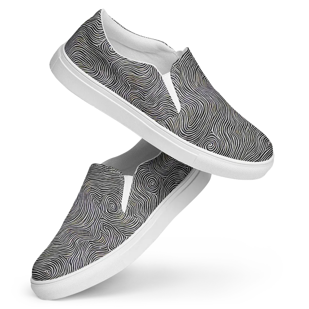 Noir Contours on Women's Slip-On Canvas Shoes — Front