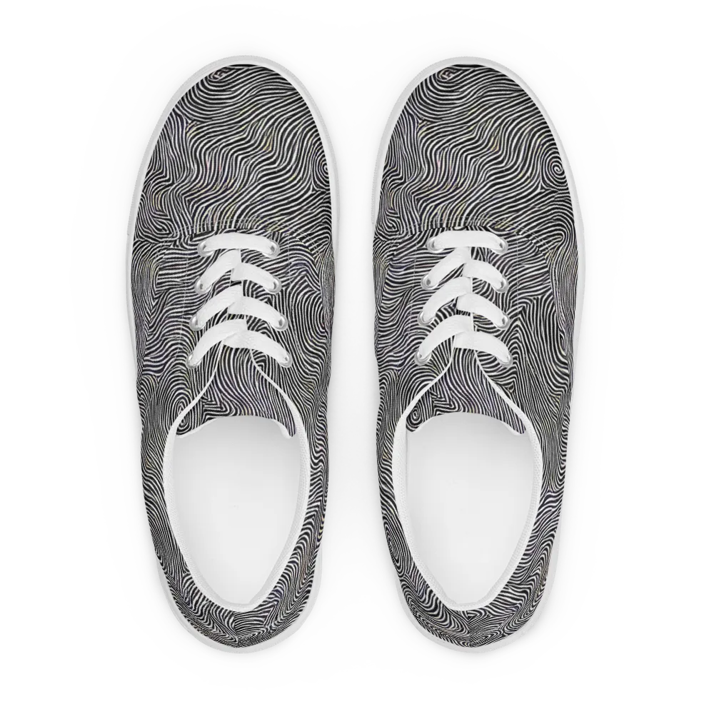 Noir Contours on Men's Lace-Up Canvas Shoes — Front