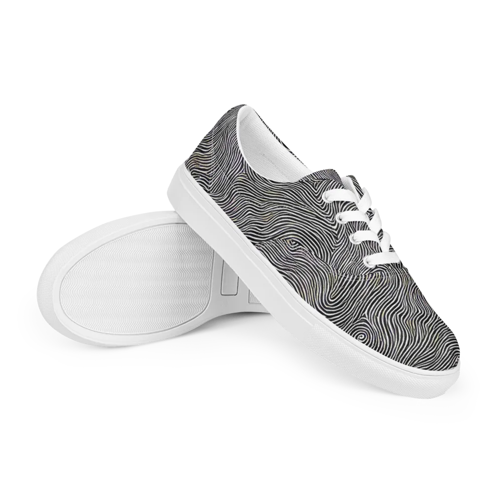 Noir Contours on Men's Lace-Up Canvas Shoes — Right Front