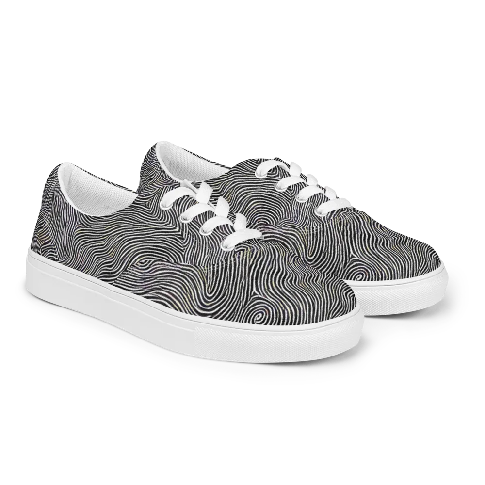 Noir Contours on Men's Lace-Up Canvas Shoes — Right Front
