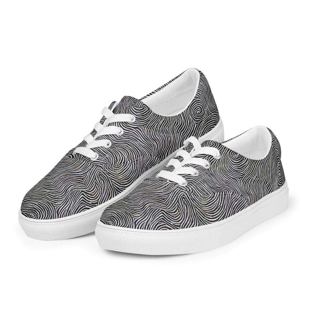 Noir Contours on Men's Lace-Up Canvas Shoes — Left Front