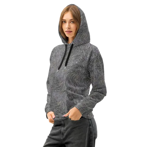 Noir Contours on a Cotton Hoodie