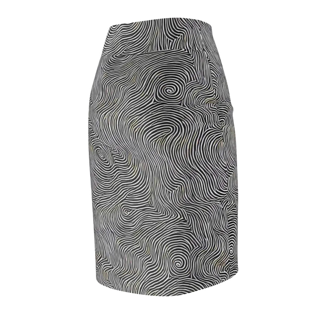 Noir Contours on Pencil Skirt — Back Side