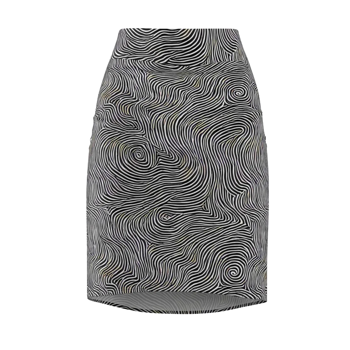 Noir Contours on Pencil Skirt — Front