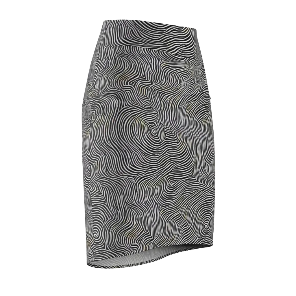 Noir Contours on Pencil Skirt — Front Side