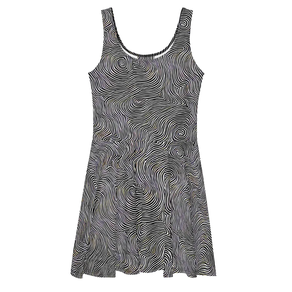 Noir Contours on Skater Dress — Front