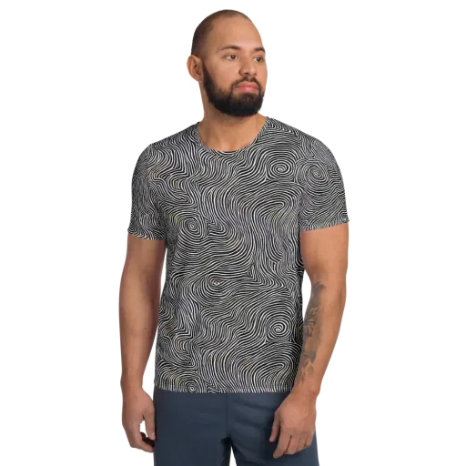 Noir Contours on a Men's Athletic T-Shirt