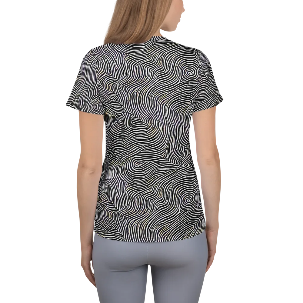 Noir Contours on Women's Athletic T-Shirt — Back