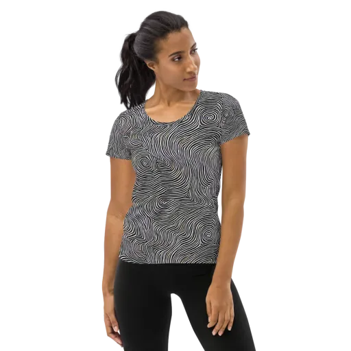 Noir Contours on a Women's Athletic T-Shirt
