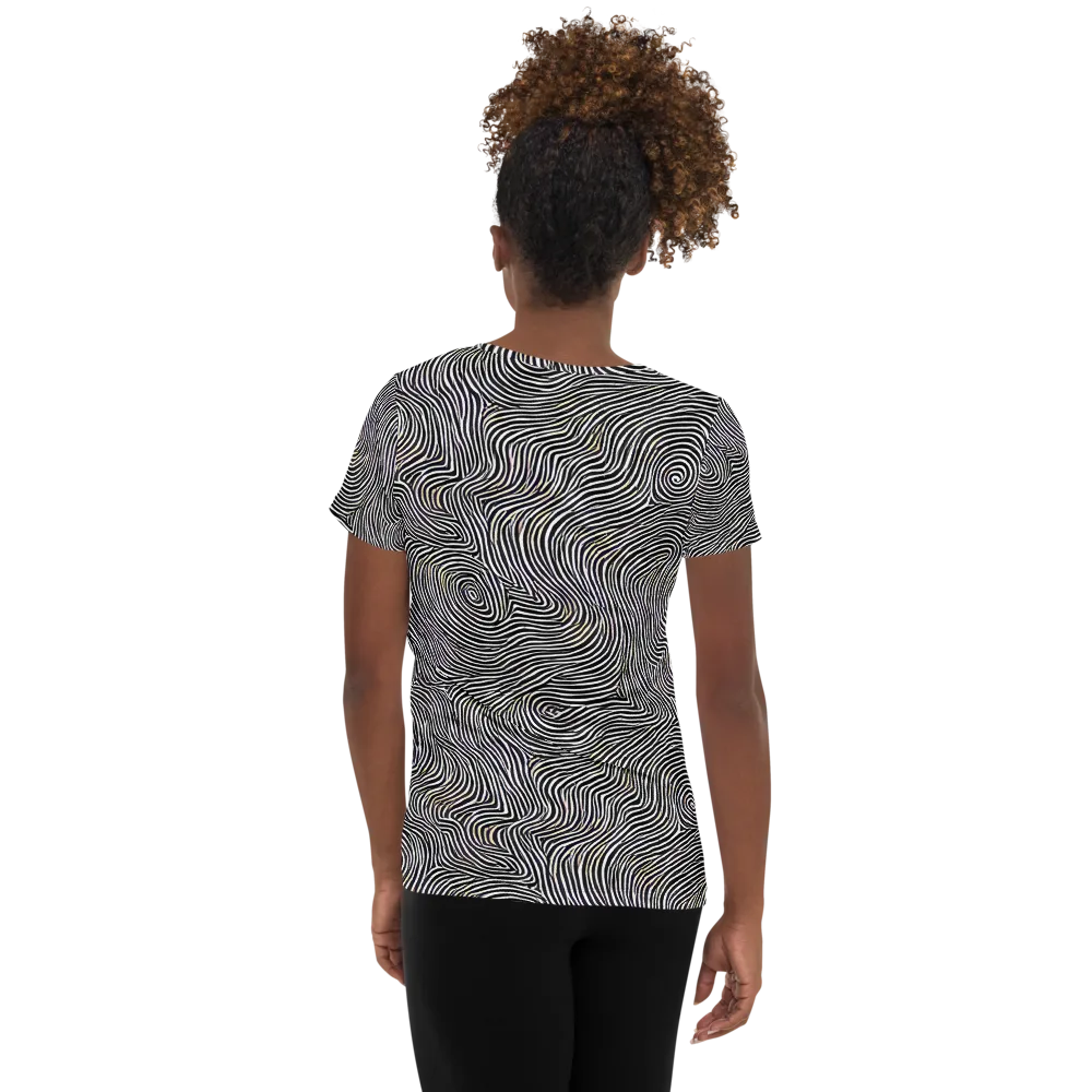 Noir Contours on Women's Athletic T-Shirt — Back