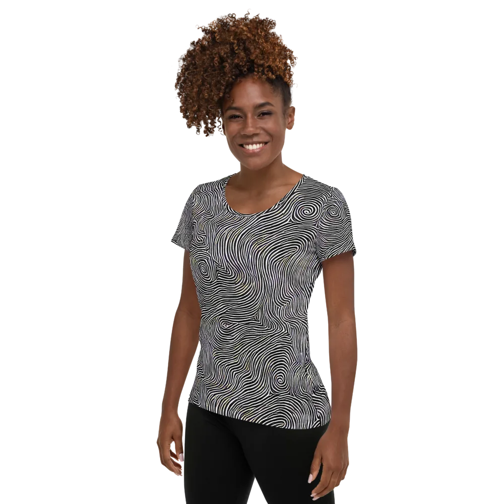 Noir Contours on Women's Athletic T-Shirt — Left