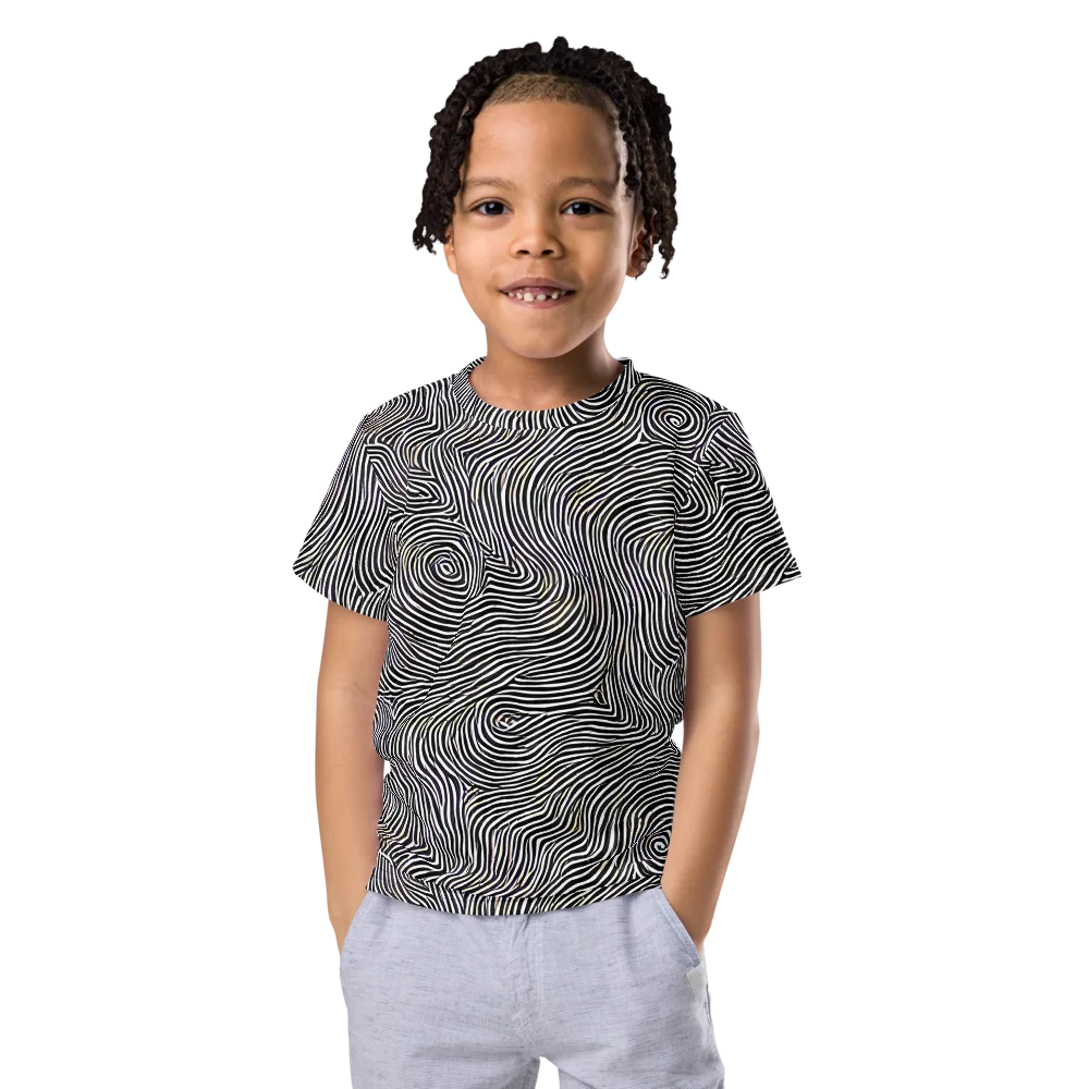 Noir Contours on Kids Crew Neck T-Shirt — Front