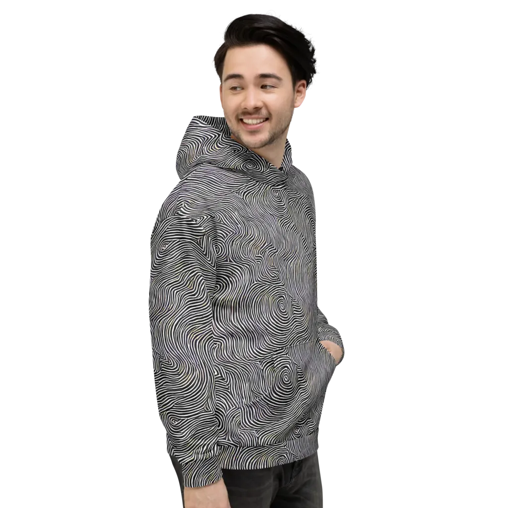 Noir Contours on Hoodie — Right