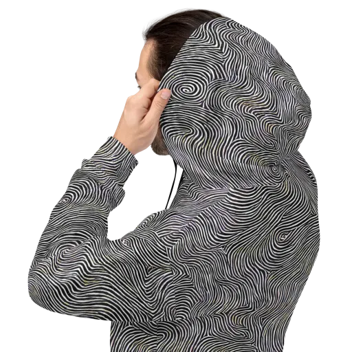 Noir Contours on a Hoodie