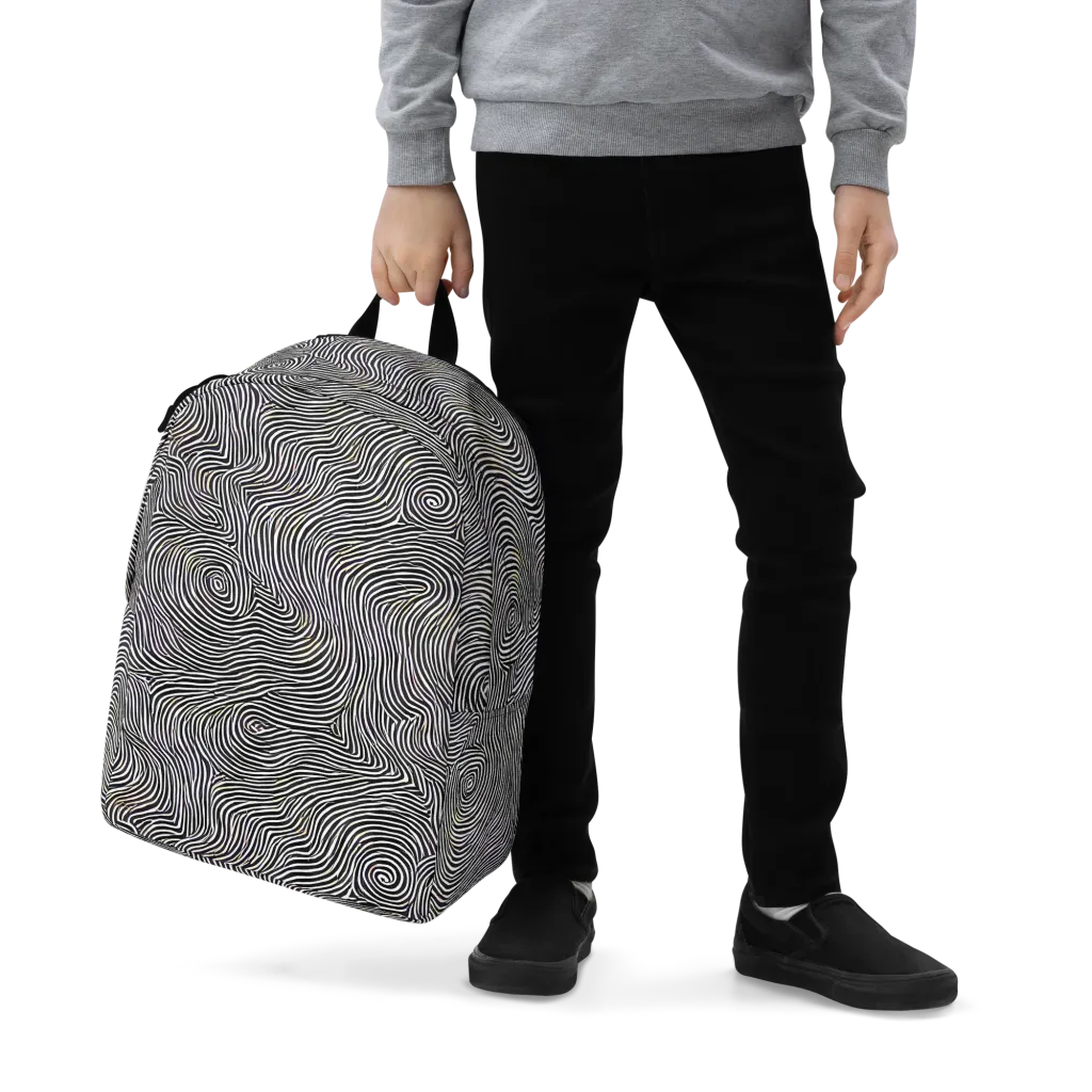 Noir Contours on Minimalist Backpack — Zoomed-in
