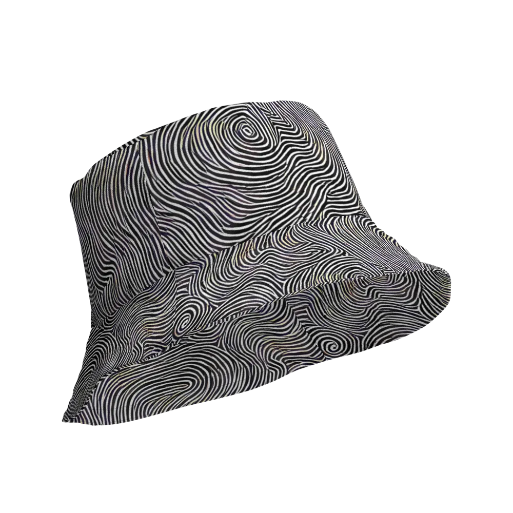 Noir Contours on Reversible Bucket Hat — Product details Outside