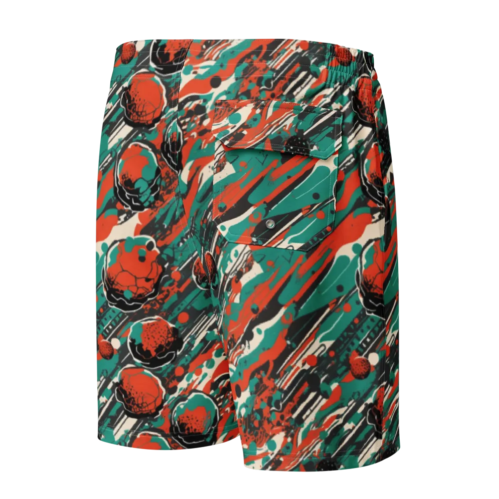 Teal Static on Men's Board Shorts — Back