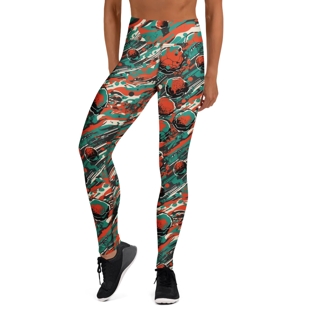 Teal Static on Yoga Leggings — Front