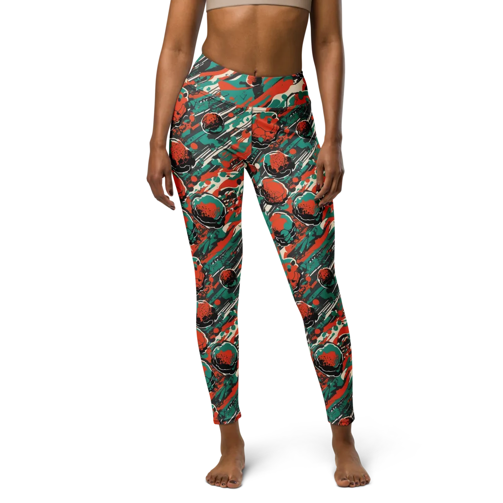 Teal Static on Yoga Leggings — Front
