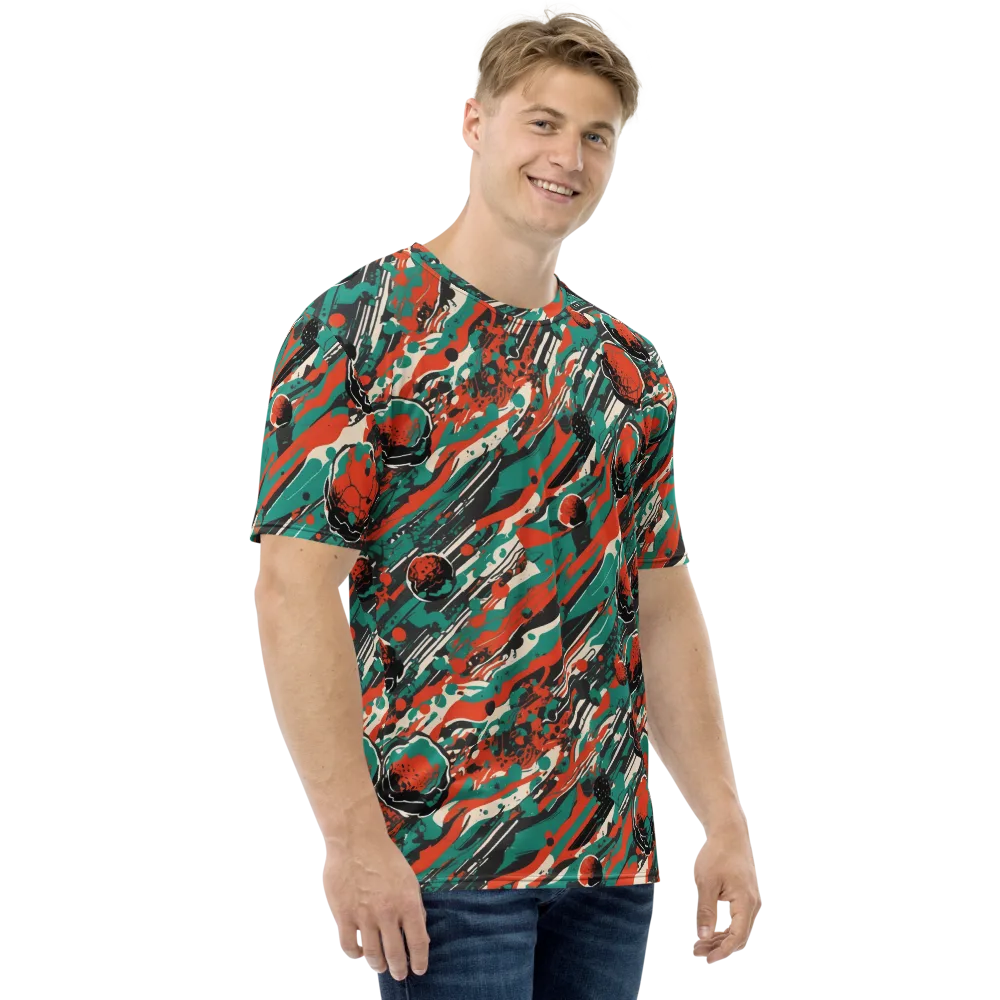 Teal Static on Men's Crew Neck T-Shirt — Right