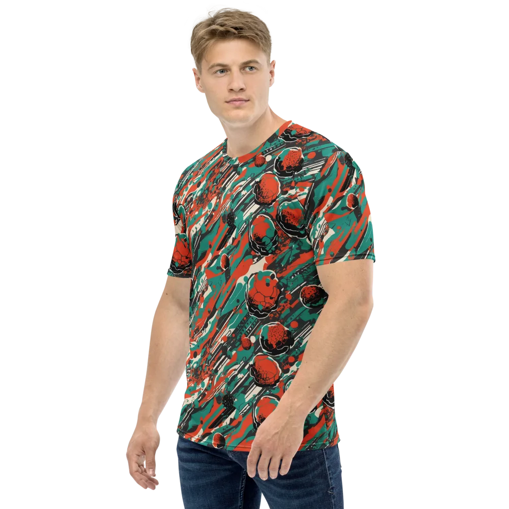Teal Static on Men's Crew Neck T-Shirt — Left