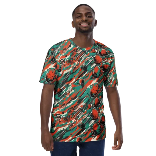 Teal Static on a Men's Crew Neck T-Shirt