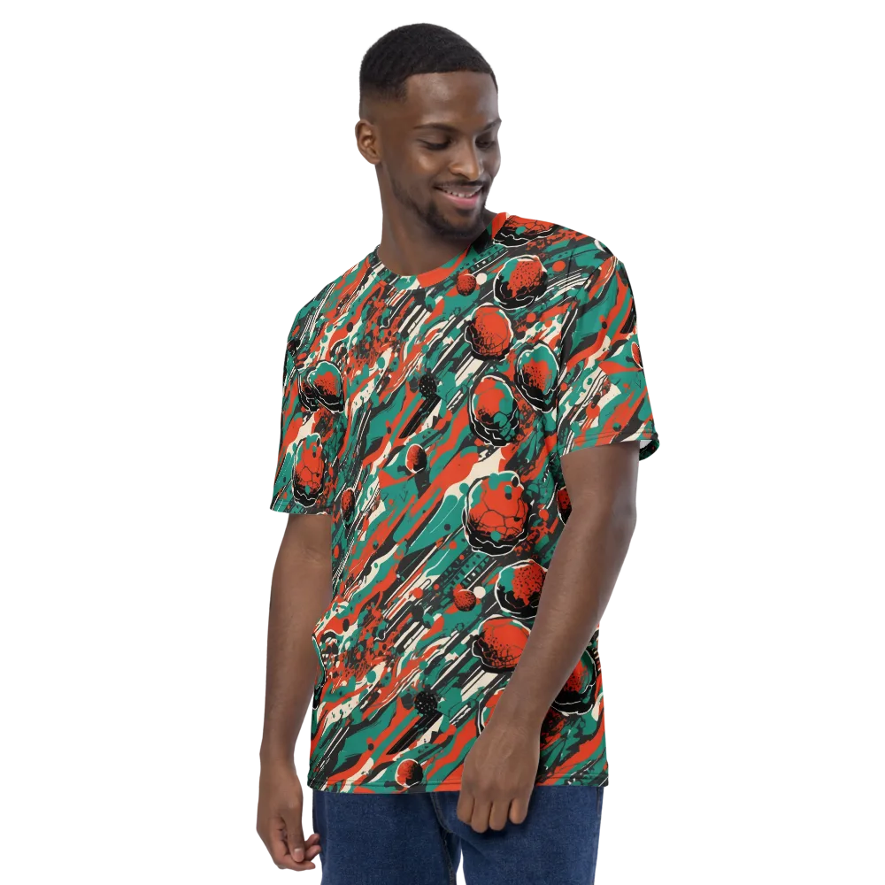 Teal Static on Men's Crew Neck T-Shirt — Left