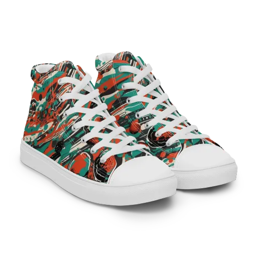 Teal Static on a Women's High Top Canvas Shoes
