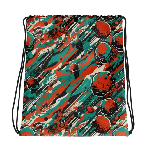 Teal Static on a Drawstring Bag