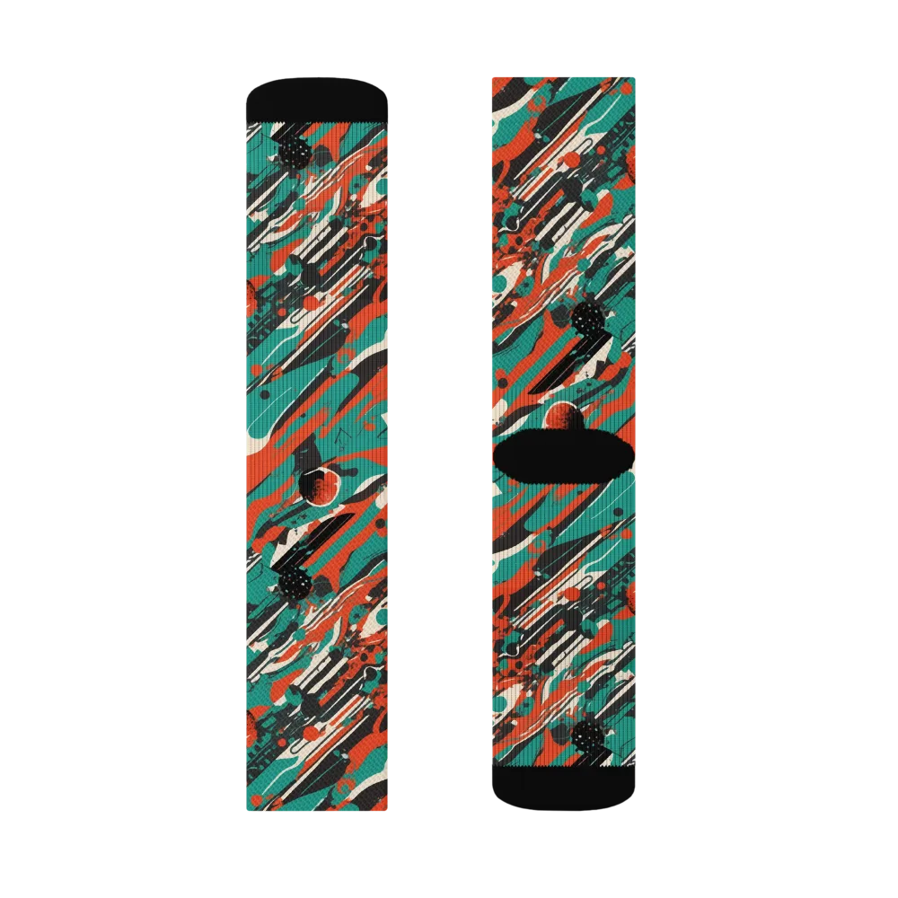 Teal Static on Socks — Right Sock
