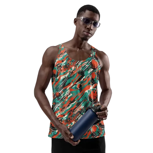 Teal Static on a Men's Tank Top