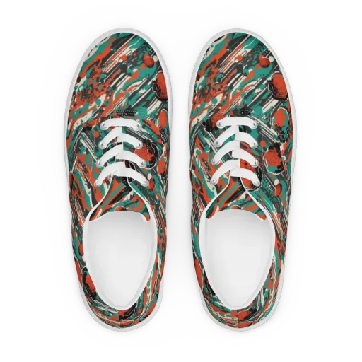 Teal Static on a Men's Lace-Up Canvas Shoes