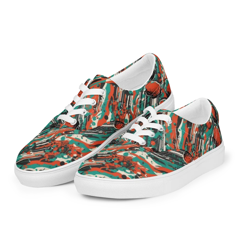 Teal Static on Men's Lace-Up Canvas Shoes — Left Front