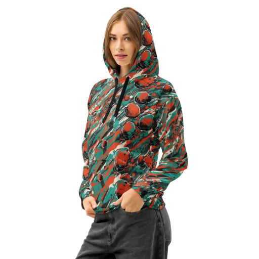 Teal Static on a Cotton Hoodie