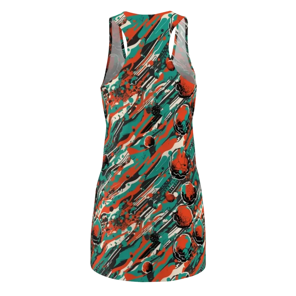 Teal Static on Racerback Dress — Back