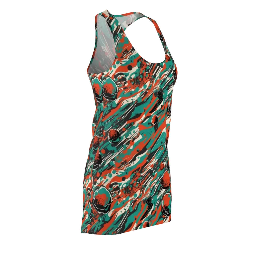 Teal Static on Racerback Dress — Front Side