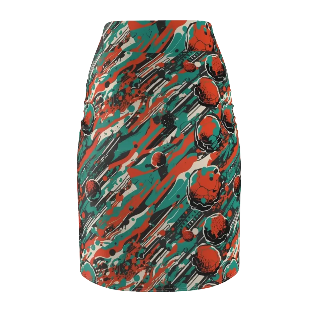 Teal Static on Pencil Skirt — Back