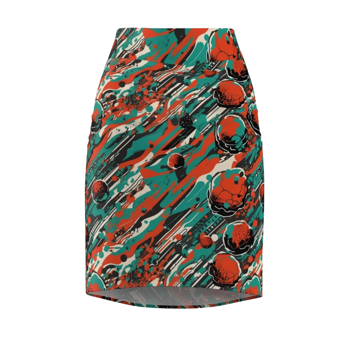 Teal Static on Pencil Skirt — Front