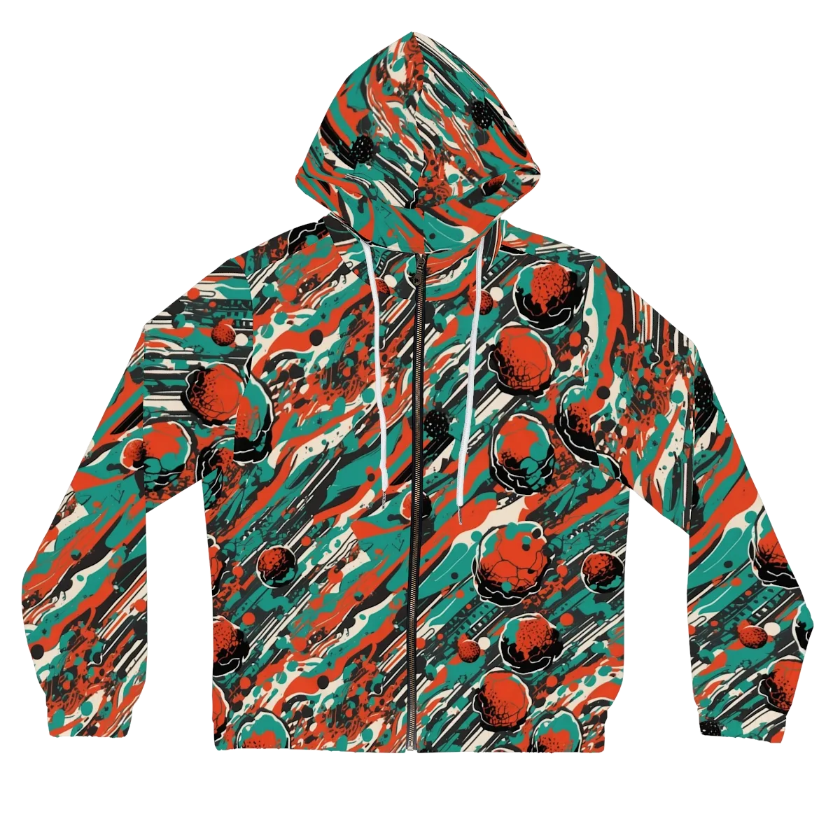Teal Static on Women's Full-Zip Hoodie — Front