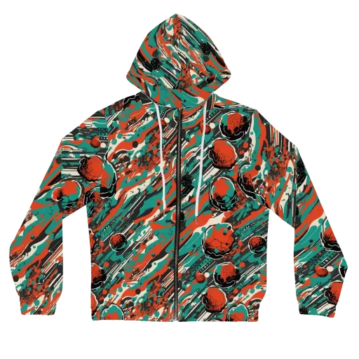 Teal Static on a Women's Full-Zip Hoodie
