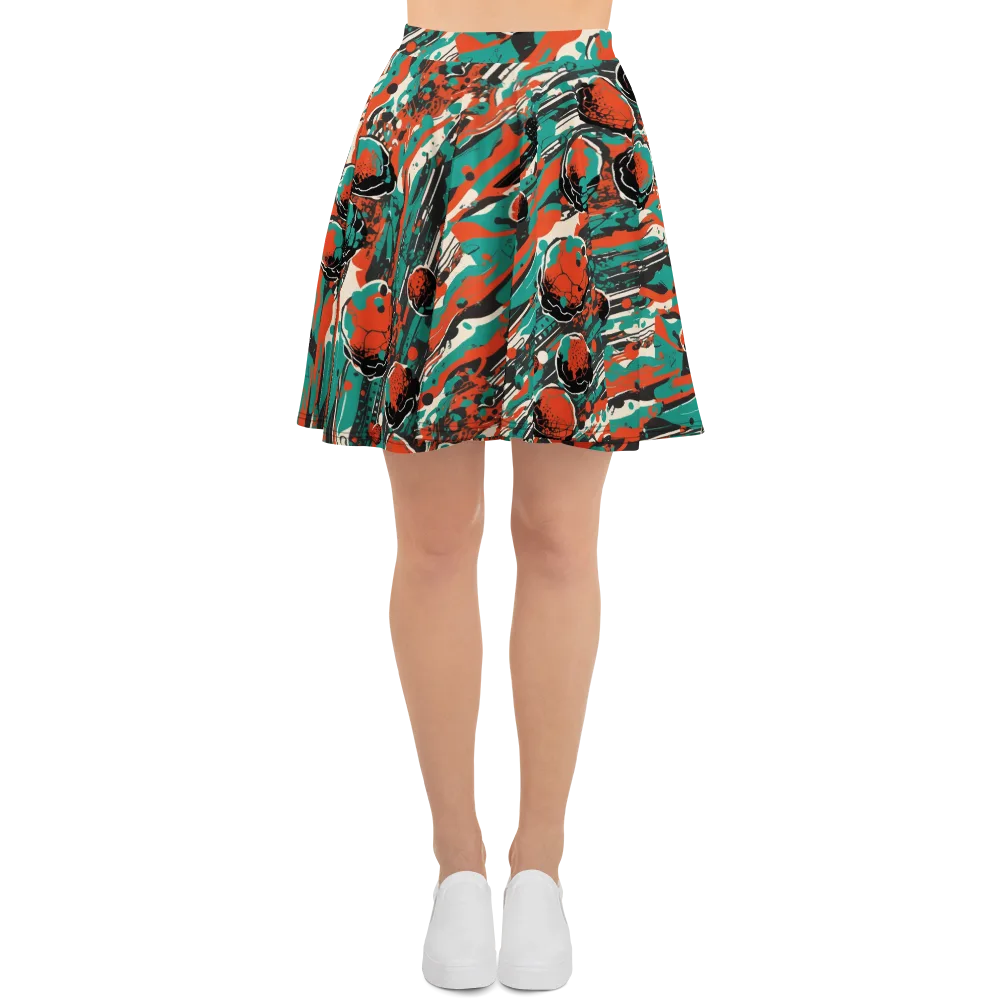 Teal Static on Skater Skirt — Front