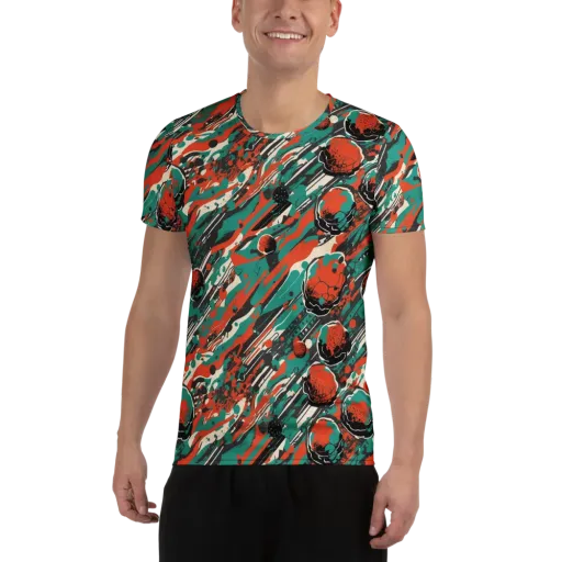 Teal Static on a Men's Athletic T-Shirt