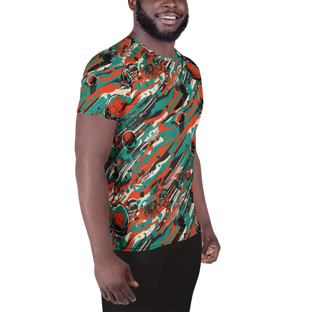 Teal Static on Men's Athletic T-Shirt — Right